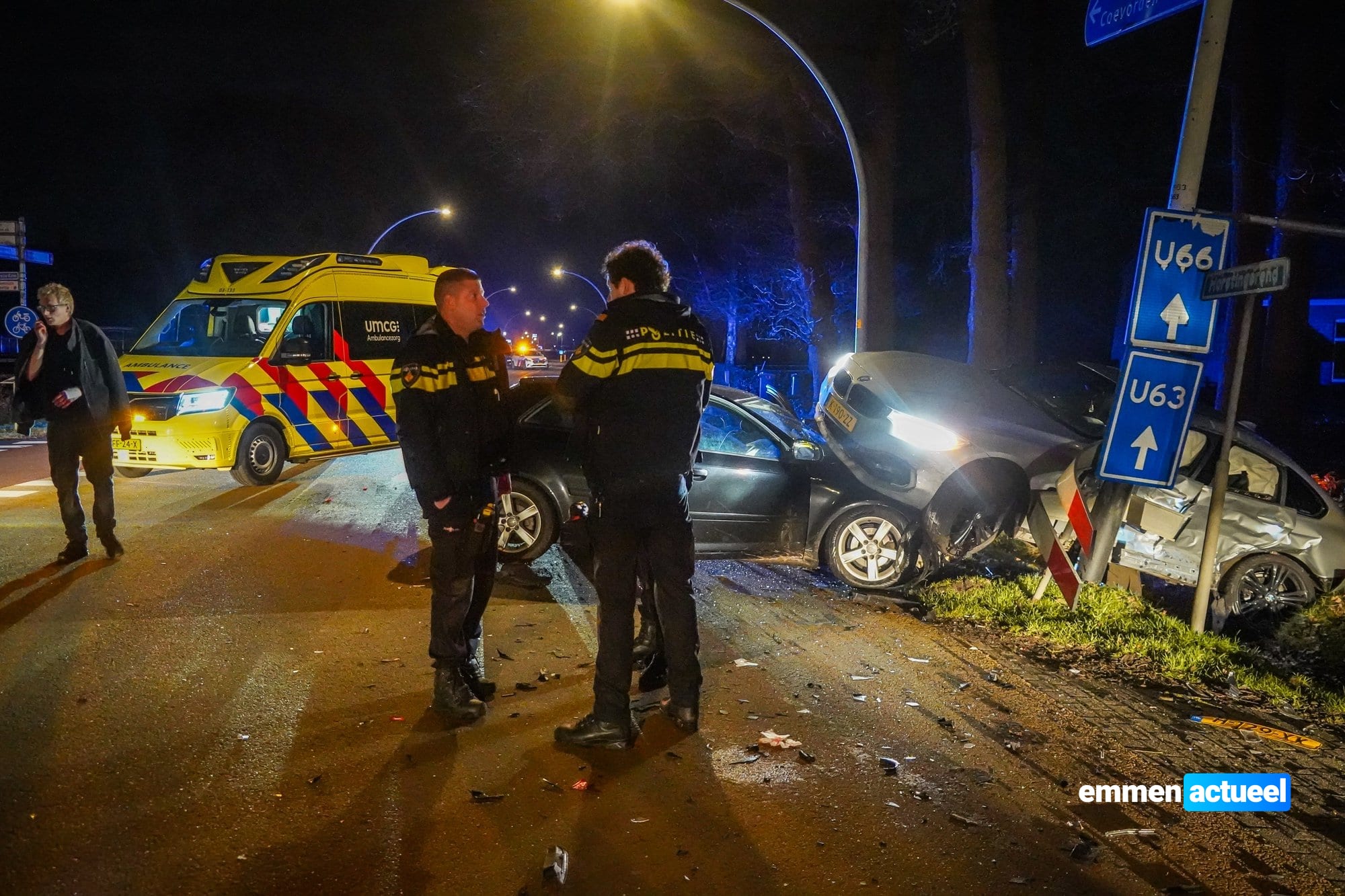 Auto belandt bovenop andere auto bij ongeval op N376 Erm – Emmen Actueel